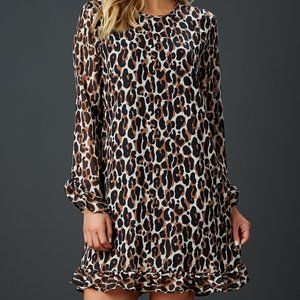 Leopard Print Long Sleeve Dress, Sz S